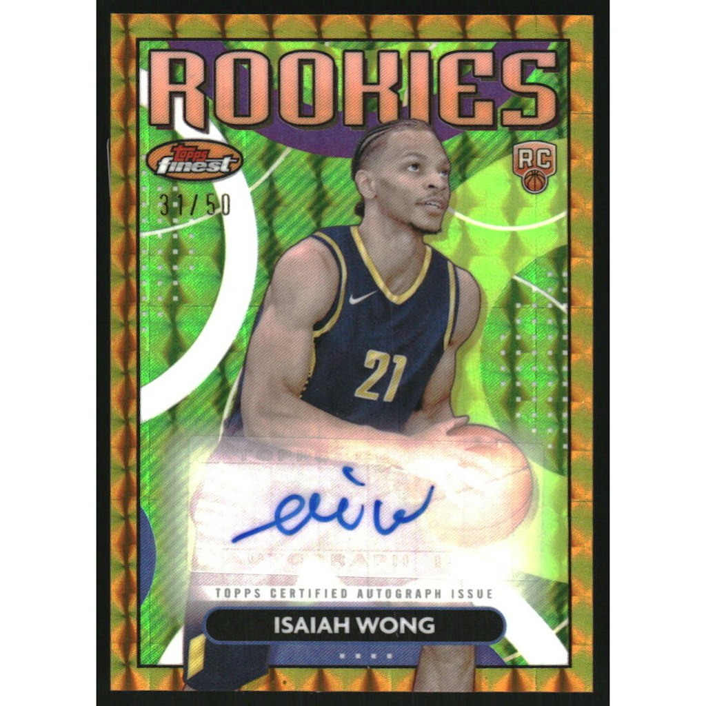 Isaiah Wong 2023-24 Finest Rookie Gold Geometric Refractor Autograph Card: $10 Isaiah Wong 2023-24 Finest Rookie Gold Geometric Refractor Autograph Card: $10