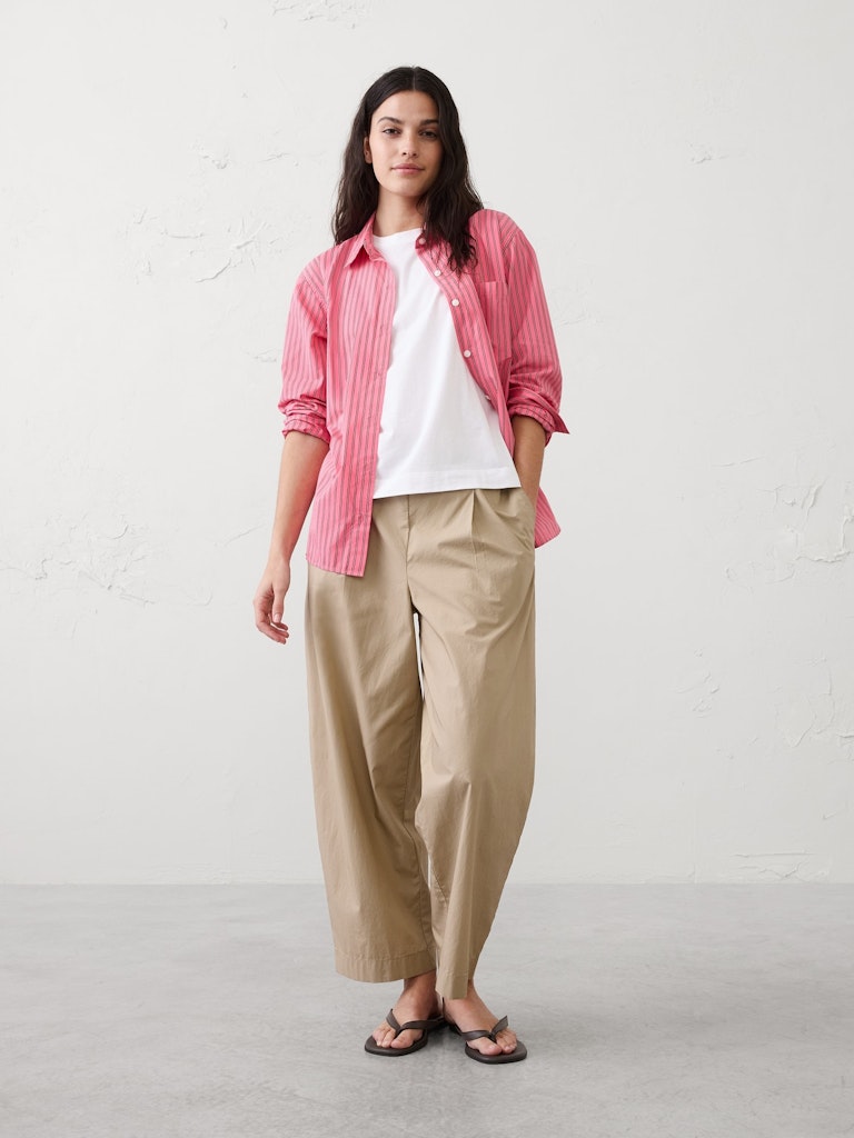 High-Rise Barrel-Leg Cropped Pull-On Pants: $40 High-Rise Barrel-Leg Cropped Pull-On Pants: $40