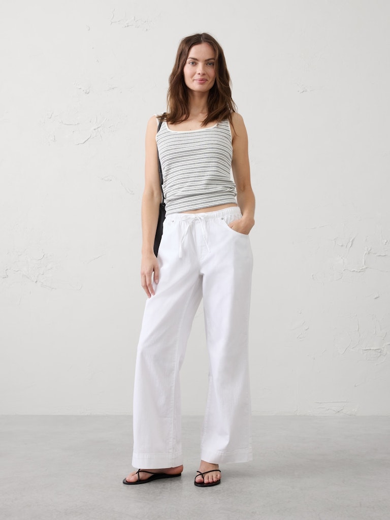 Wide-Leg Mid-Rise Summerweight Pull-On Jeans: $50 Wide-Leg Mid-Rise Summerweight Pull-On Jeans: $50