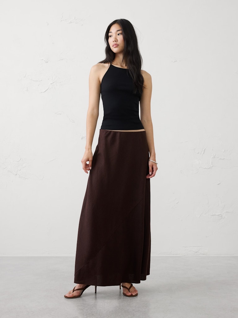 Linen-Blend Pull-On Maxi Skirt: $55 Linen-Blend Pull-On Maxi Skirt: $55