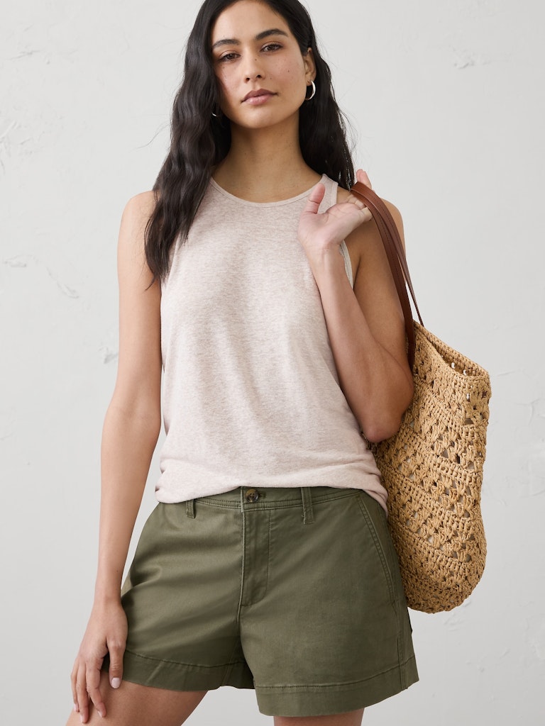 Linen-Blend Racer Back Tank: $15 Linen-Blend Racer Back Tank: $15