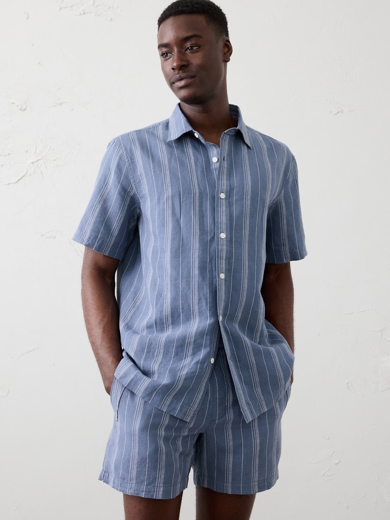 Standard-Fit Linen-Blend Shirt: $37.50 Standard-Fit Linen-Blend Shirt: $37.50