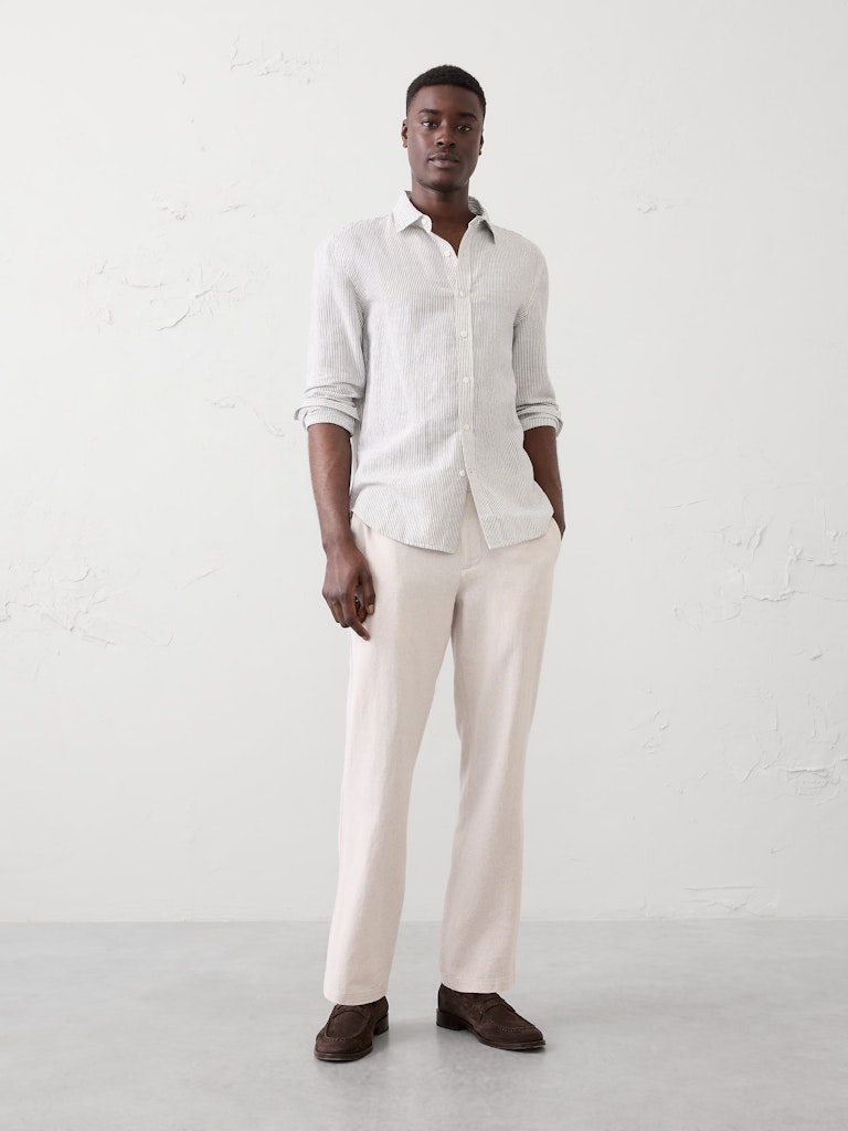 Slim-Straight Linen-Blend Trousers: $60 Slim-Straight Linen-Blend Trousers: $60