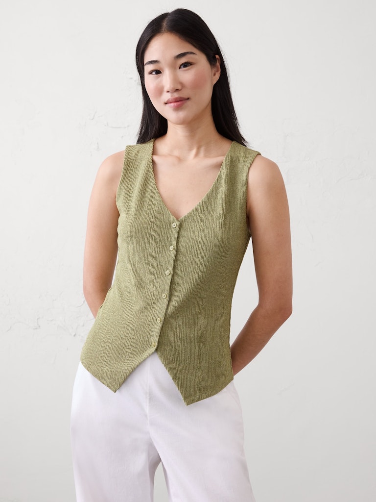 Jacquard Crinkled Vest Top: $30.97 Jacquard Crinkled Vest Top: $30.97