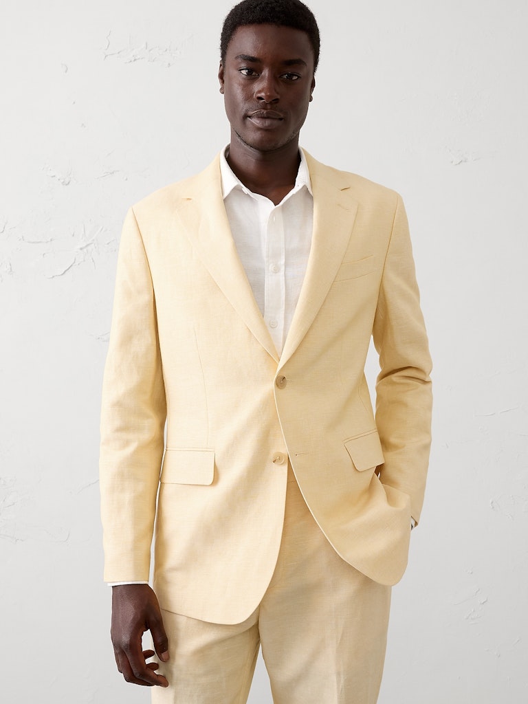 Linen-Blend Suit Jacket: $119.97