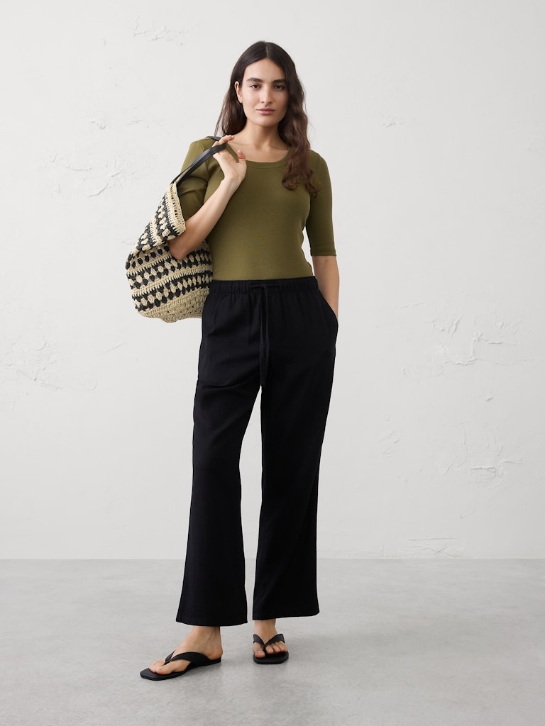 Ribbed Elbow-Sleeve T-Shirt: $12 Ribbed Elbow-Sleeve T-Shirt: $12