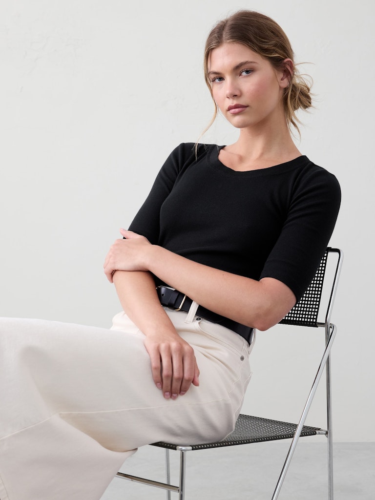 Ribbed Elbow-Sleeve T-Shirt: $17.50 Ribbed Elbow-Sleeve T-Shirt: $17.50