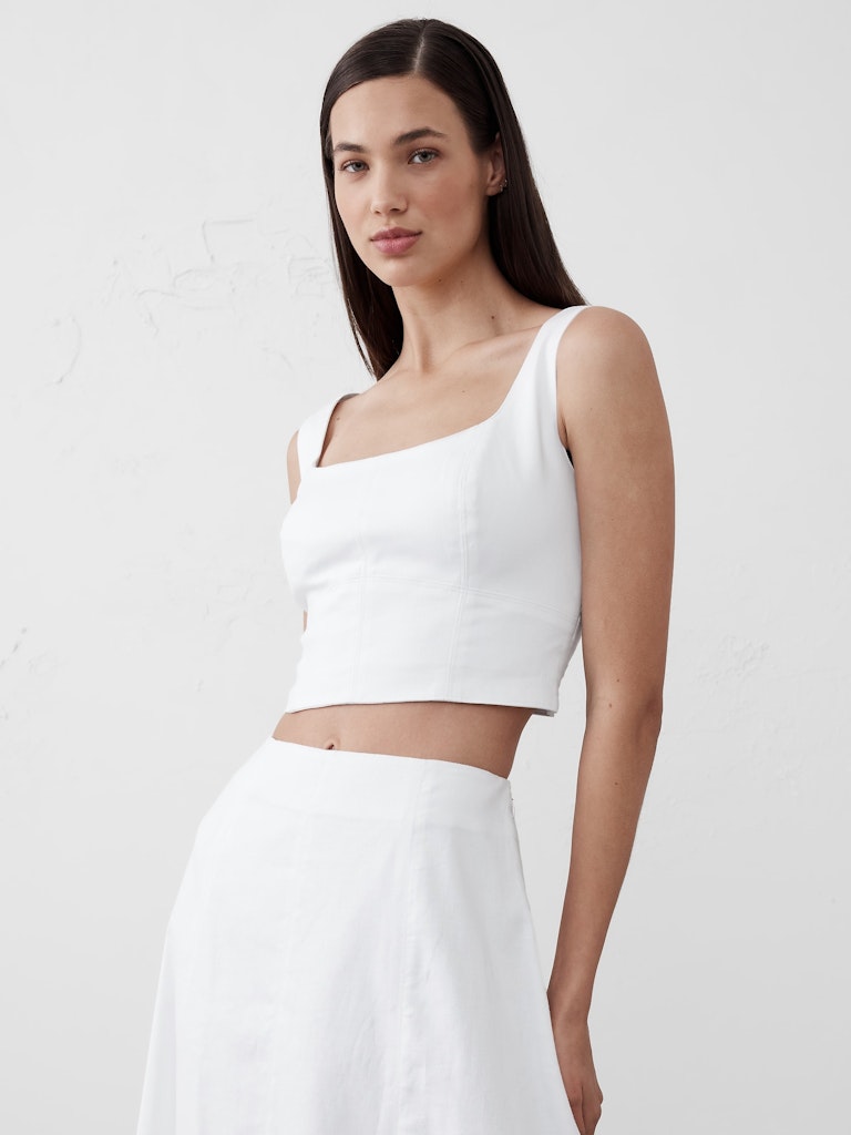 Linen-Blend Square-Neck Bustier: $16.97 Linen-Blend Square-Neck Bustier: $16.97