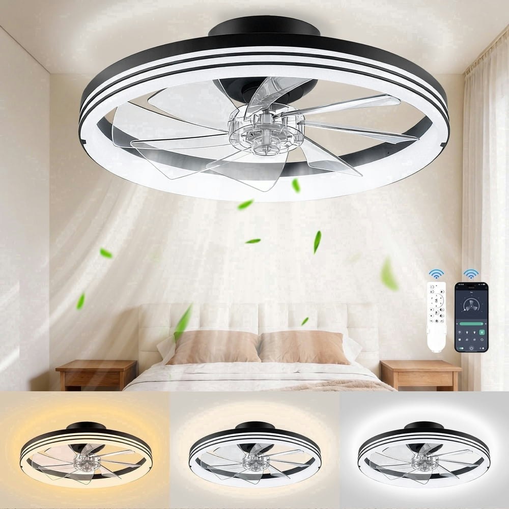 20-Inch Modern Low Profile Foldable Ceiling Fan with Light: $44.99