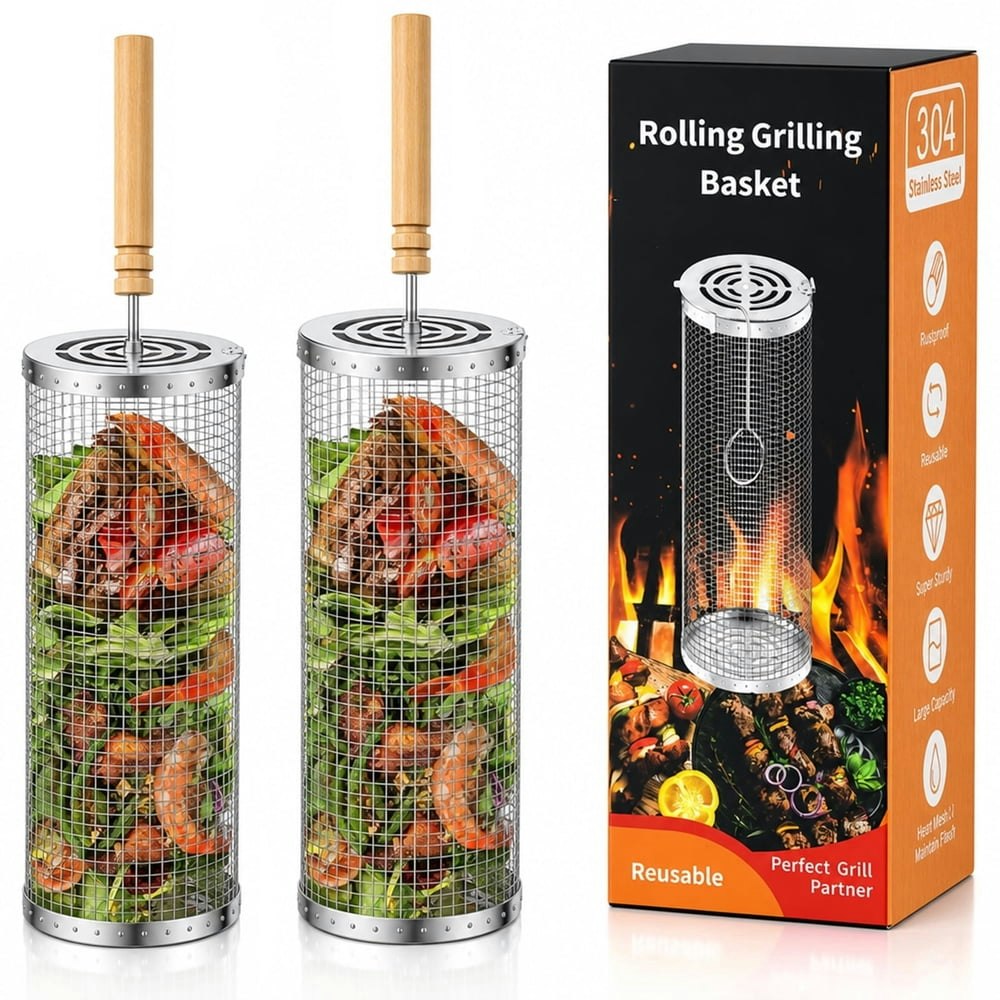 Koralakiri Rolling Grill Baskets 2-Pack: $18.49 Koralakiri Rolling Grill Baskets 2-Pack: $18.49