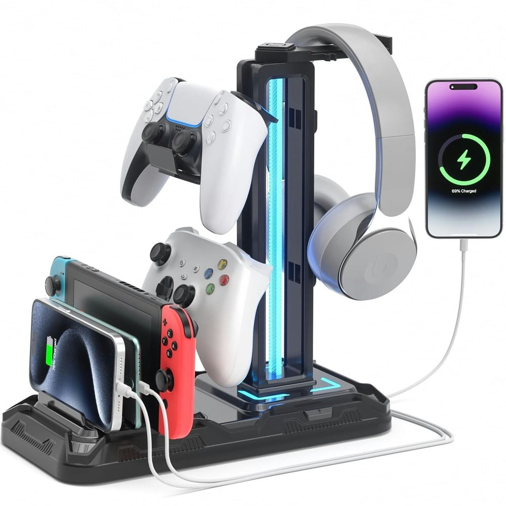 KDD RGB Headphone Stand and Controller Charging Station: $22.39 KDD RGB Headphone Stand and Controller Charging Station: $22.39