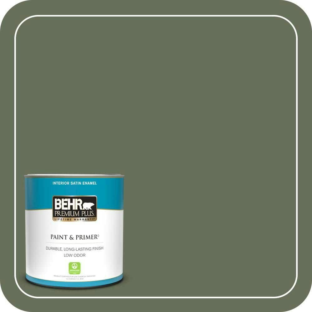 Behr Laurel Garland Satin Enamel Interior Paint and Primer 1-Quart: $19.48 Behr Laurel Garland Satin Enamel Interior Paint and Primer 1-Quart: $19.48