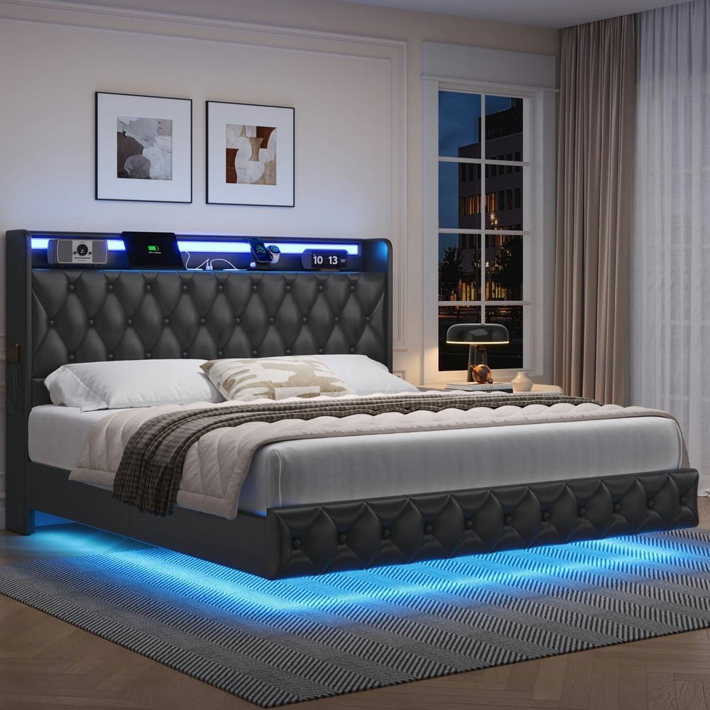 Hiphuta King Size Upholstered Floating Platform Bed: $219.98 Hiphuta King Size Upholstered Floating Platform Bed: $219.98