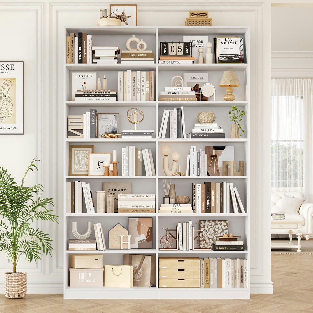 Hiphuta 84-Inch 7-Tier Double Wide 14-Cube Bookcase: $149.59