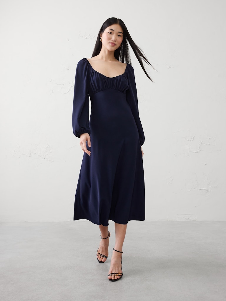 Shirred Bodice Midi Dress: $39.97