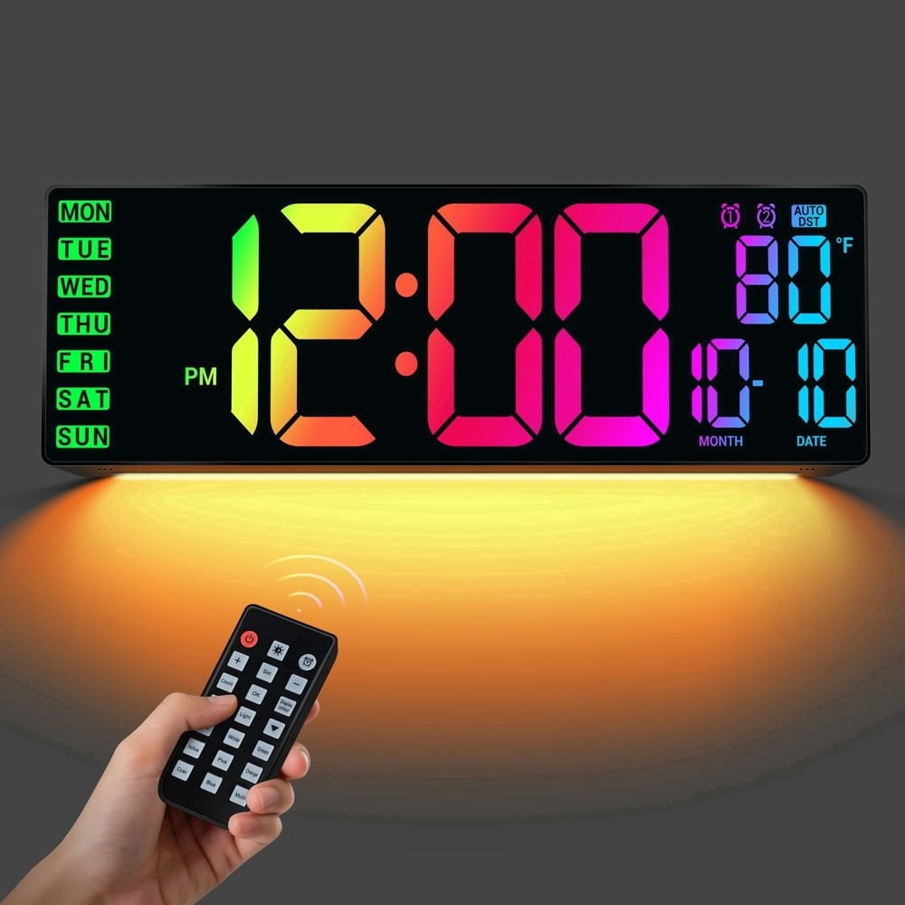 16.5-Inch Large Digital Wall Clock with Remote Control: $20.99