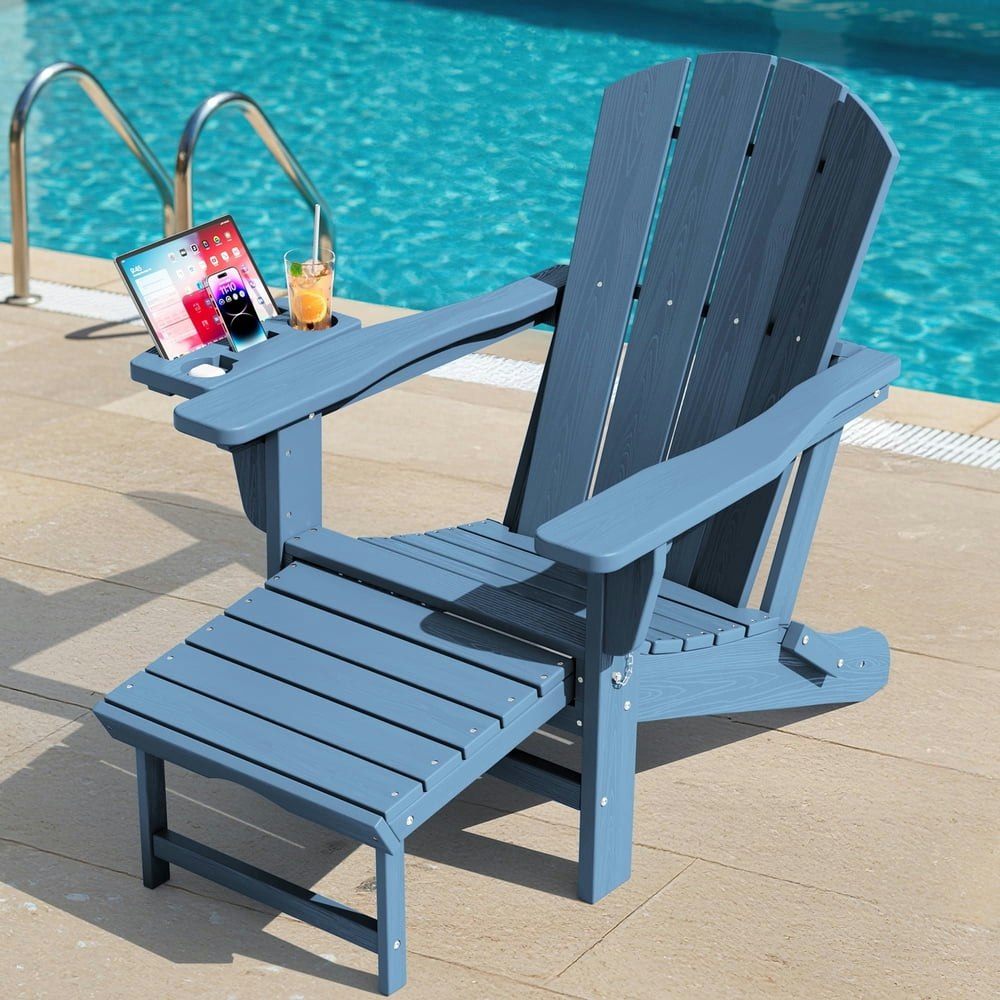 Kingyes Folding Adirondack Chair with Footrest: $119.96