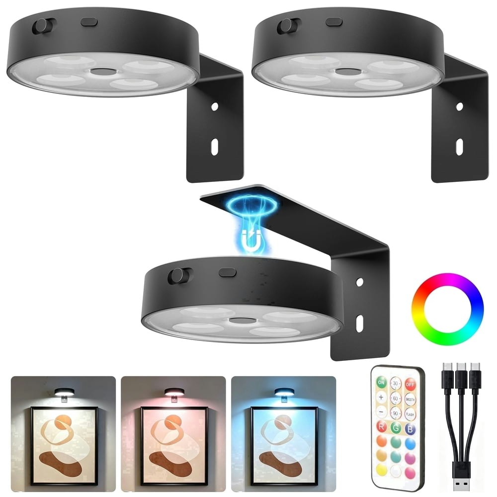 Rechargeable Wireless Magnetic Picture Light 3-Pack: $18.80