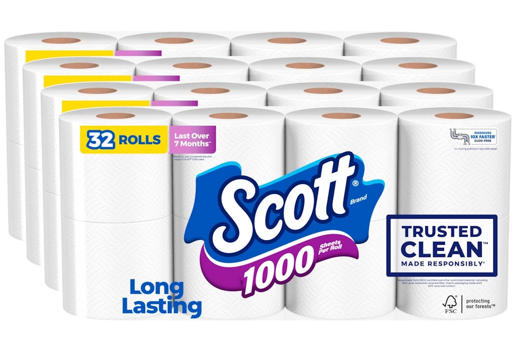 Scott 1000 Trusted Clean Toilet Paper 32-Roll Pack: $21 via Sub. & Save
