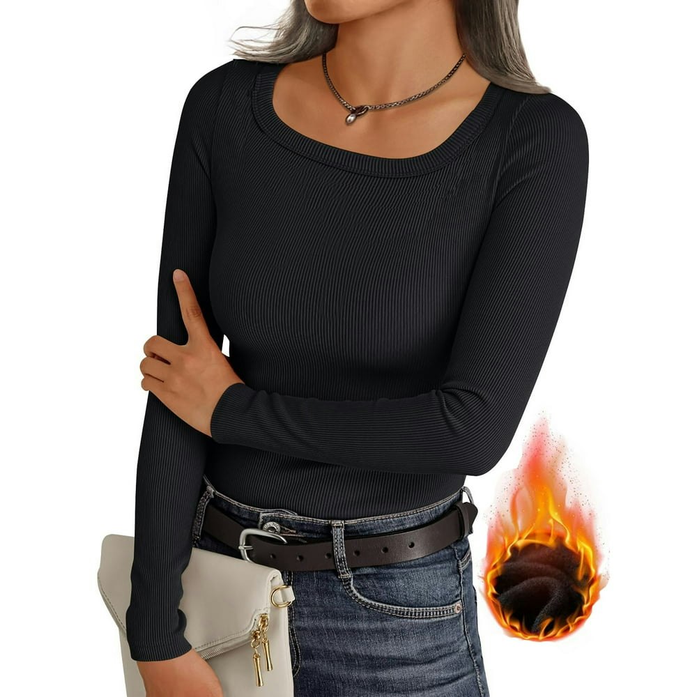 Moshu Women's Scoop Neck Thermal Long Sleeve Tee: $10.99 Moshu Women's Scoop Neck Thermal Long Sleeve Tee: $10.99