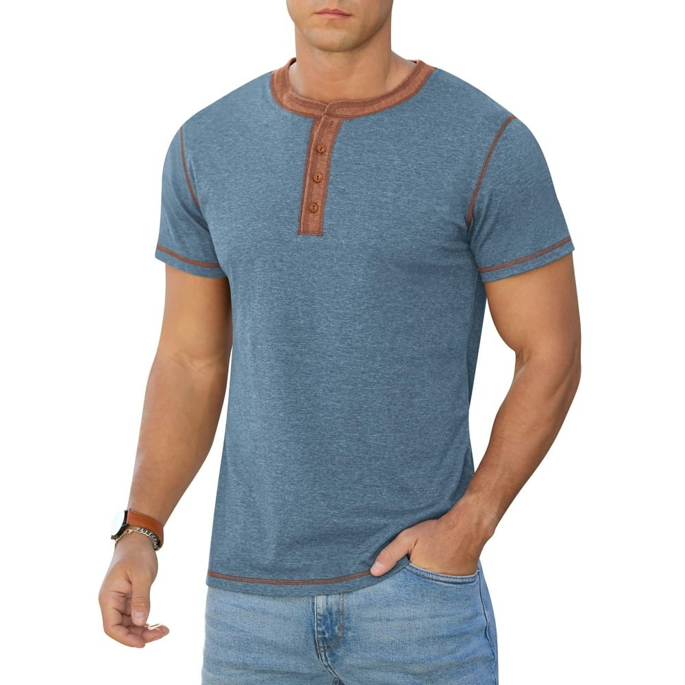 Iceglad Men's Cotton Short Sleeve Henley Shirt: $11.99 Iceglad Men's Cotton Short Sleeve Henley Shirt: $11.99