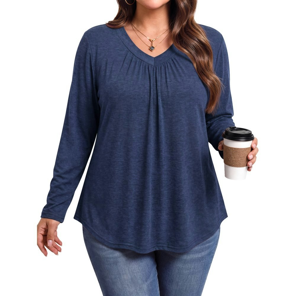WellSize Women's Plus Size Pleated V-Neck Tunic Blouse: $14.99 WellSize Women's Plus Size Pleated V-Neck Tunic Blouse: $14.99