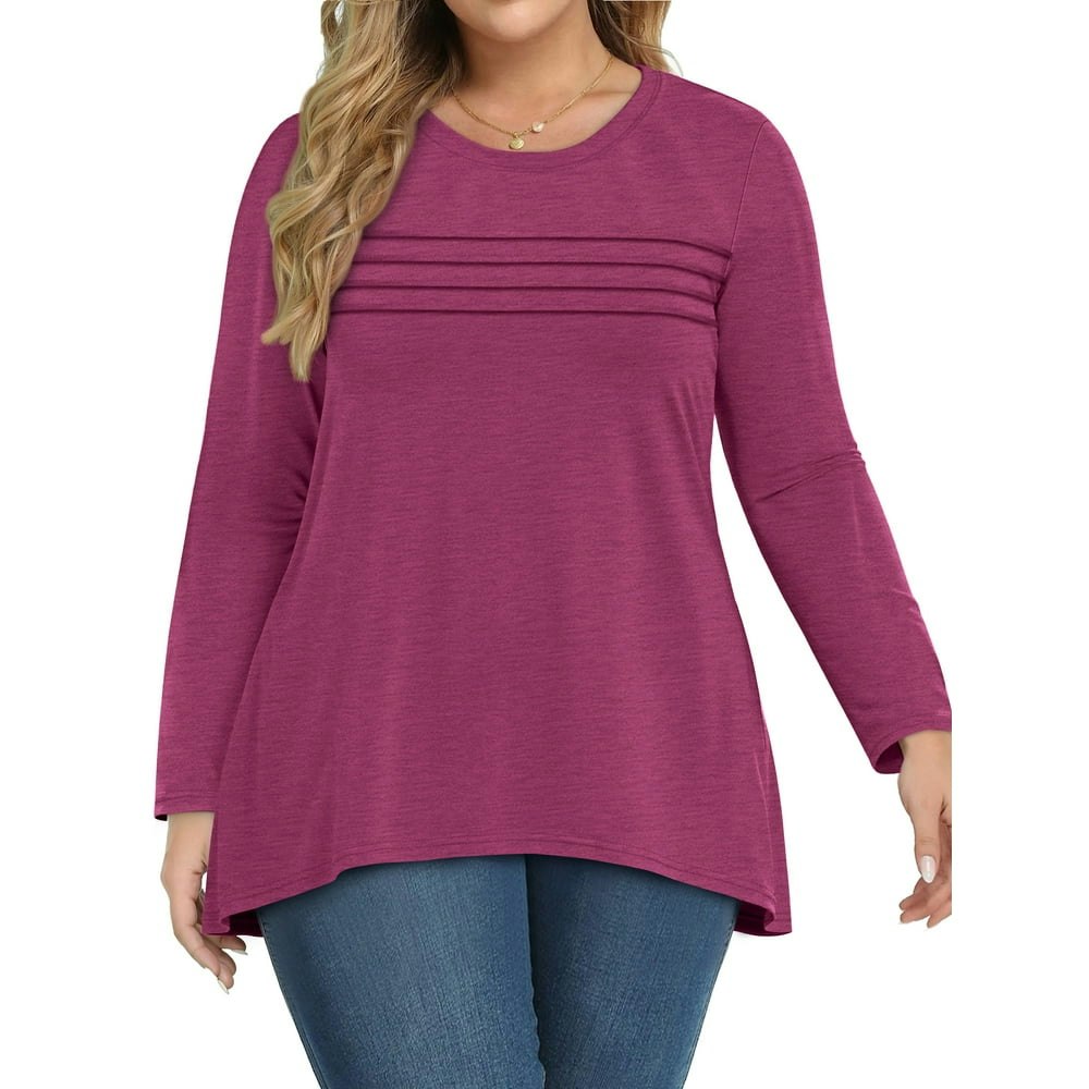 WellSize Women's Long Sleeve Pleated Tunic Top: $12.99 WellSize Women's Long Sleeve Pleated Tunic Top: $12.99