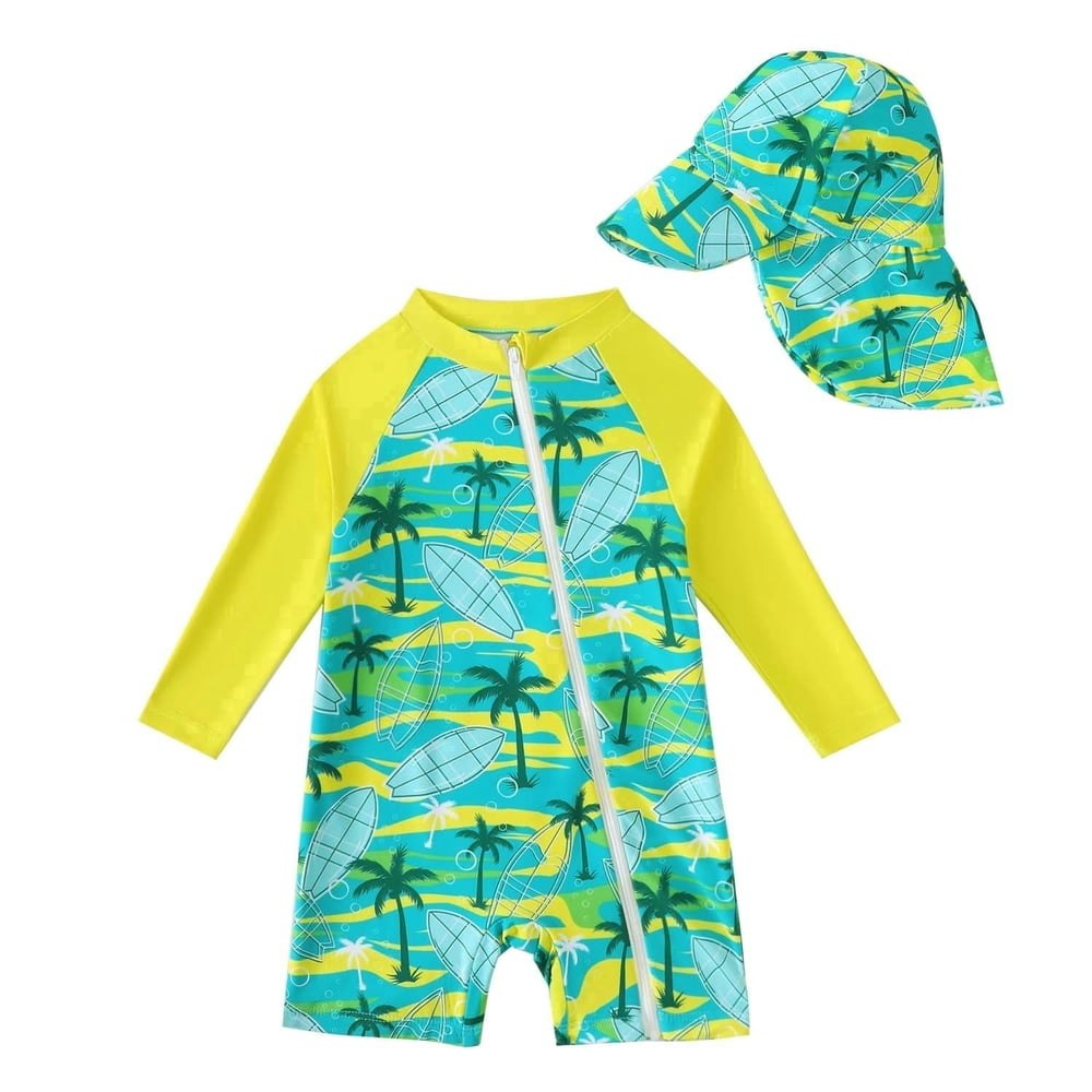 Kimi Bear Infant Boys' One-Piece Swimsuit and Hat 2-Piece Set: $11.49