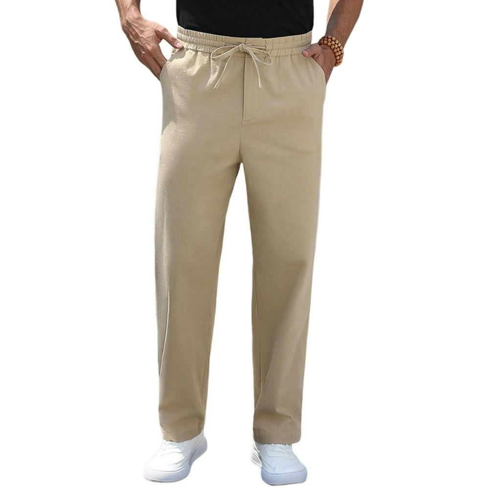 Iceglad Men's Cotton Linen Drawstring Pants: $19.98 Iceglad Men's Cotton Linen Drawstring Pants: $19.98