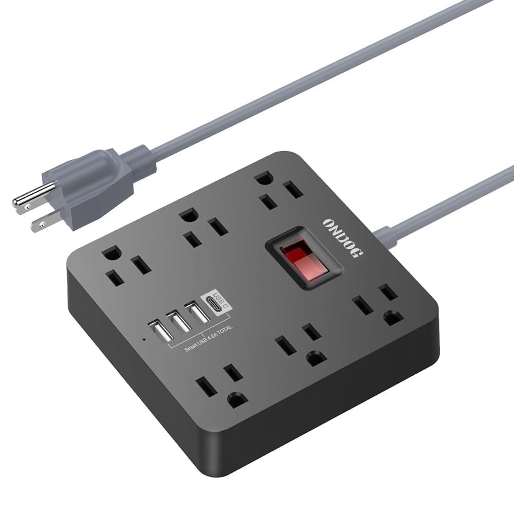 Ondog 5-Foot 6-Outlet Power Strip with 4 USB Ports: $14.99 Ondog 5-Foot 6-Outlet Power Strip with 4 USB Ports: $14.99
