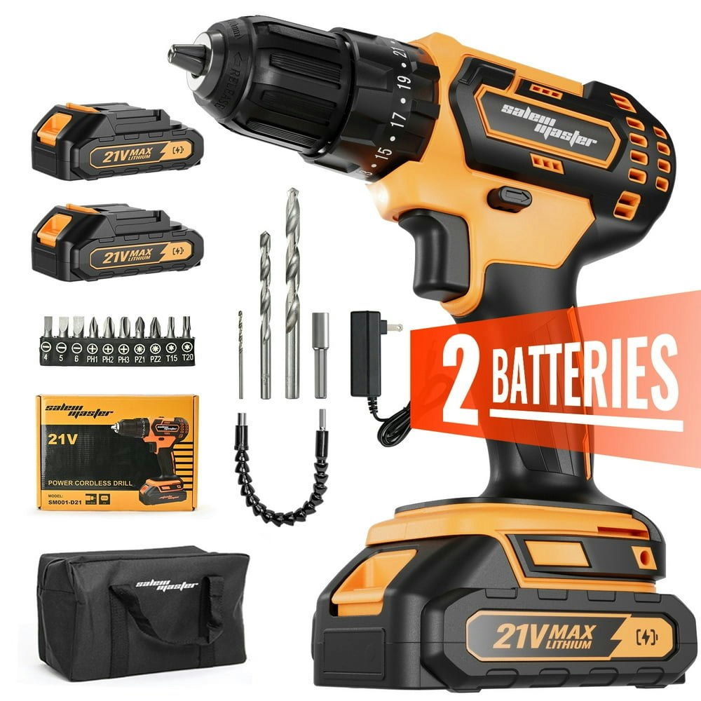 Salem Master 21V 3/8-Inch Cordless Drill 2-Battery Pack: $37.99