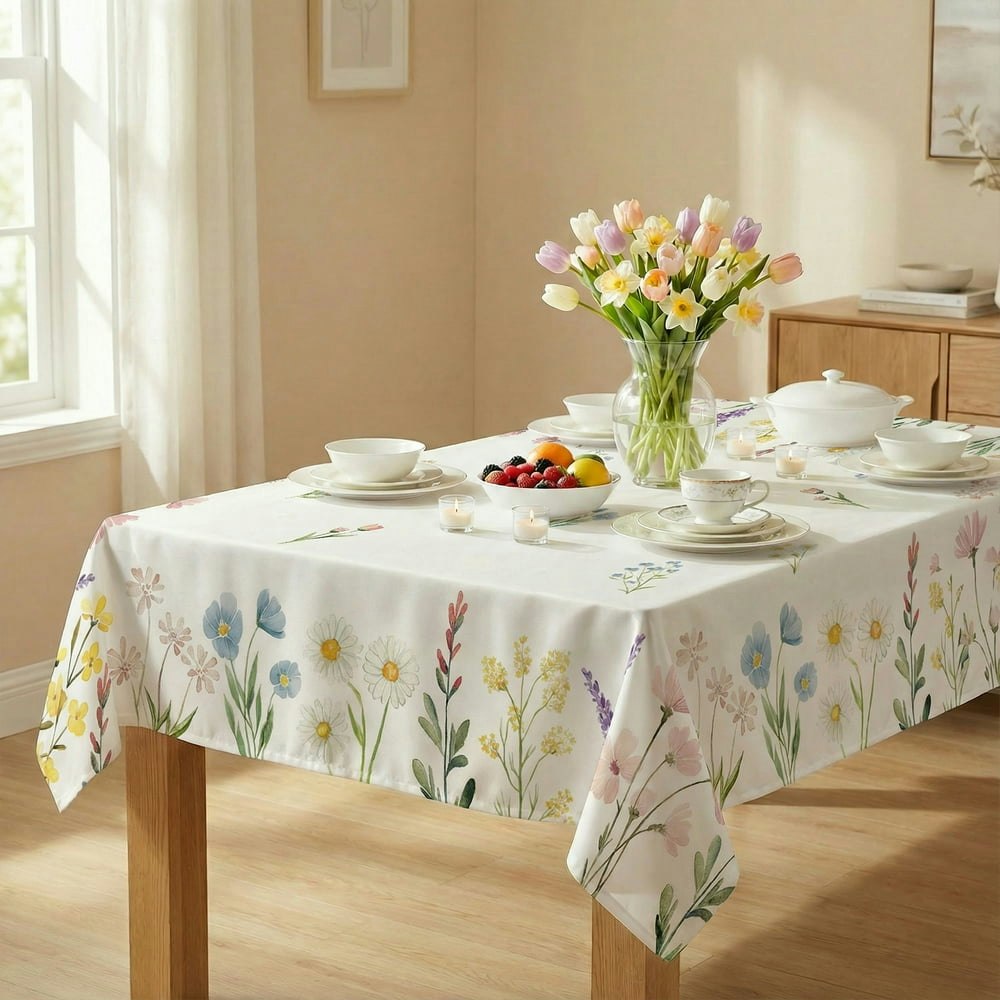 Blooming Floral Spring Rectangular Tablecloth 60 x 84-inch: $13.79