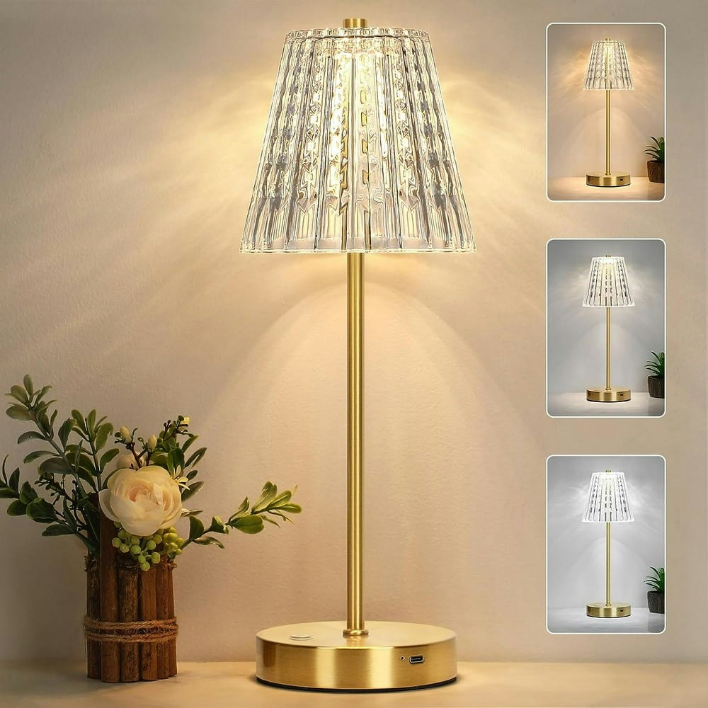 Cordless Rechargeable Crystal Touch Table Lamp: $16.19