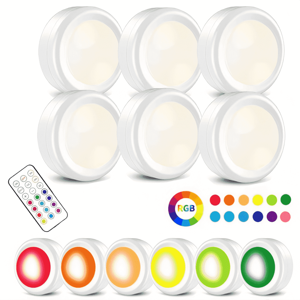LED Puck Lights with Remote 6-Pack: $16.99
