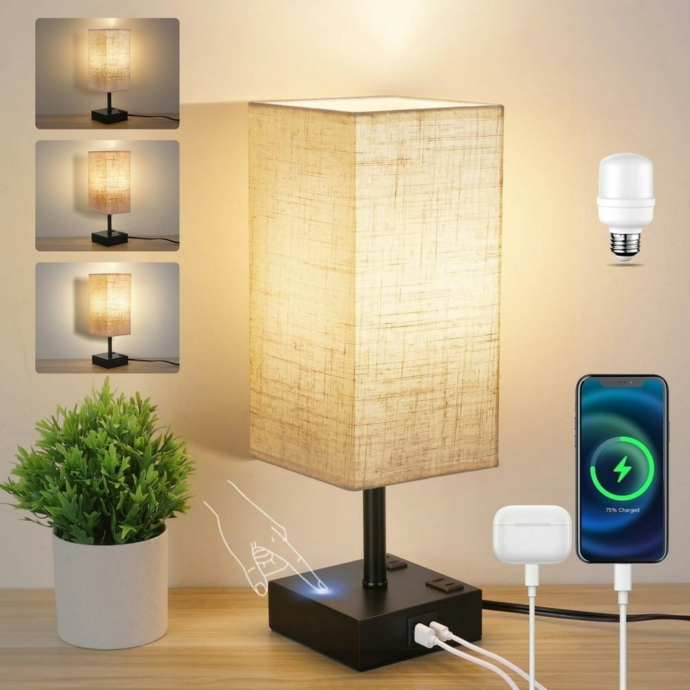 Walchoice 3-Way Dimmable Touch Table Lamp with USB and AC Outlets: $20.99 Walchoice 3-Way Dimmable Touch Table Lamp with USB and AC Outlets: $20.99