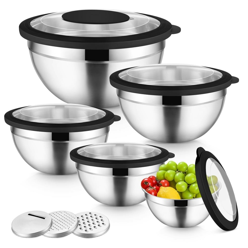 Vesteel Stainless Steel Mixing Bowls with Lids 5-Piece Set: $20.99