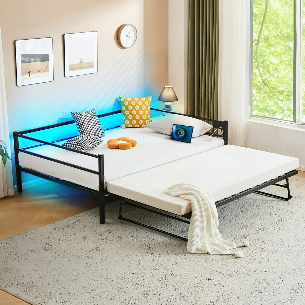 Zimtown Twin Metal Daybed with Trundle: $125.99 Zimtown Twin Metal Daybed with Trundle: $125.99
