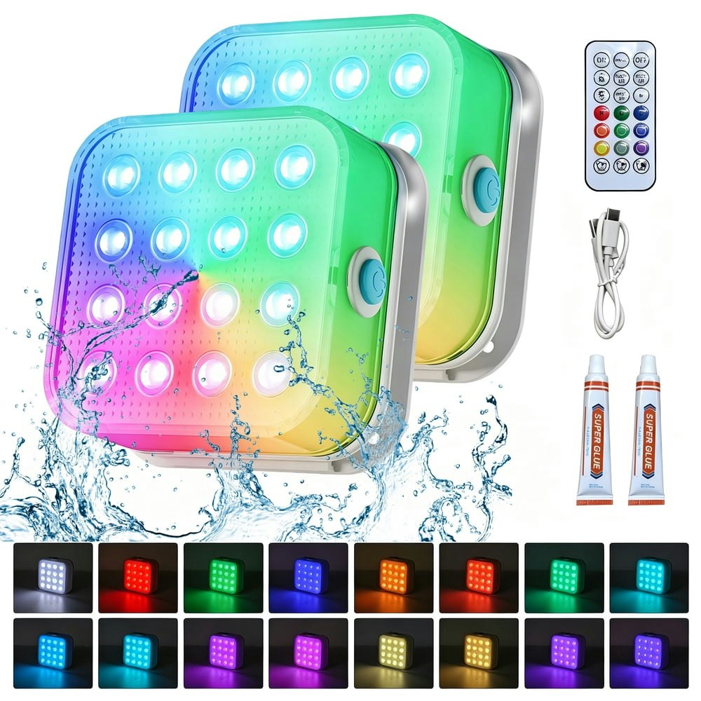 iFaveorr Rechargeable Submersible LED Pool Lights 2-Pack: $26.99