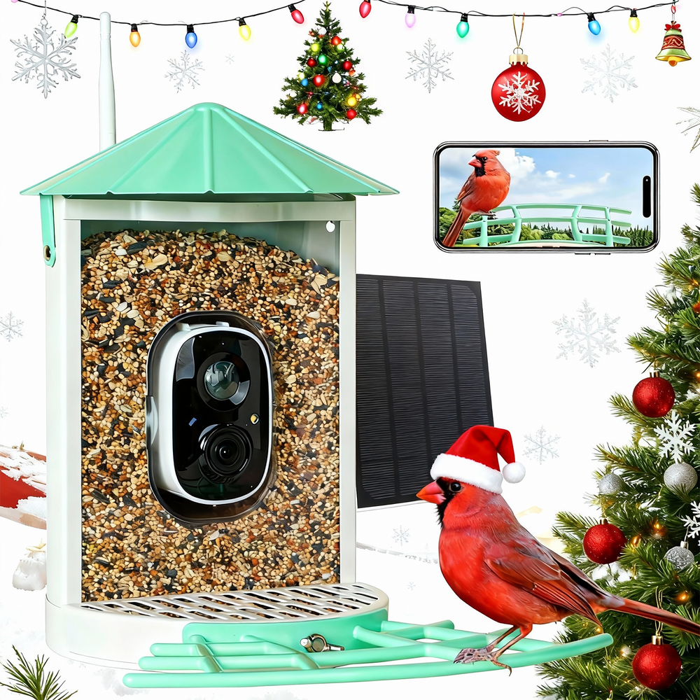 Birdkiss AI Smart Solar-Powered Bird Feeder Camera: $62.99