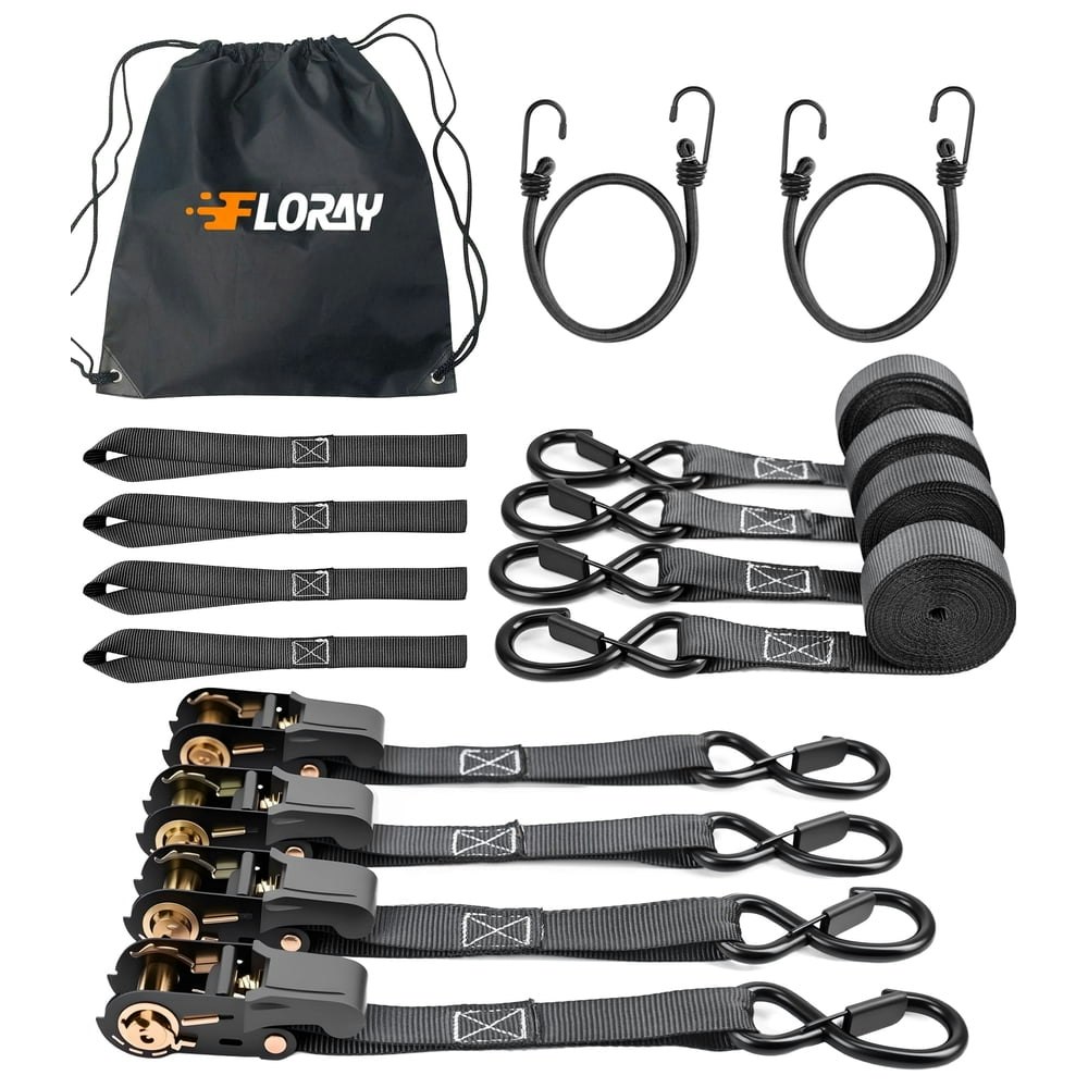 Floray 1-inch x 15-foot Heavy Duty Ratchet Strap 4-Pack: $29.99 Floray 1-inch x 15-foot Heavy Duty Ratchet Strap 4-Pack: $29.99