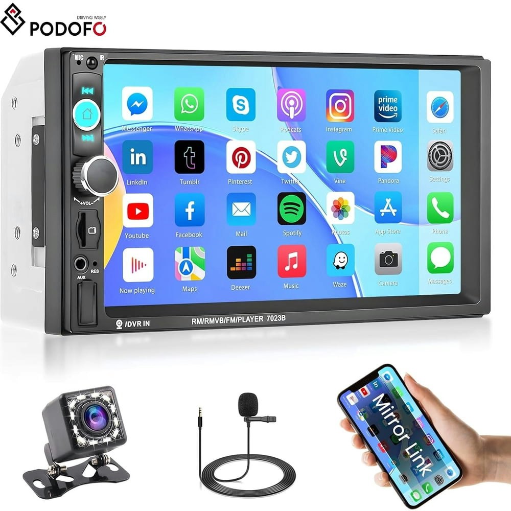 Podofo 7-inch Double Din Car Stereo Radio: $34.99