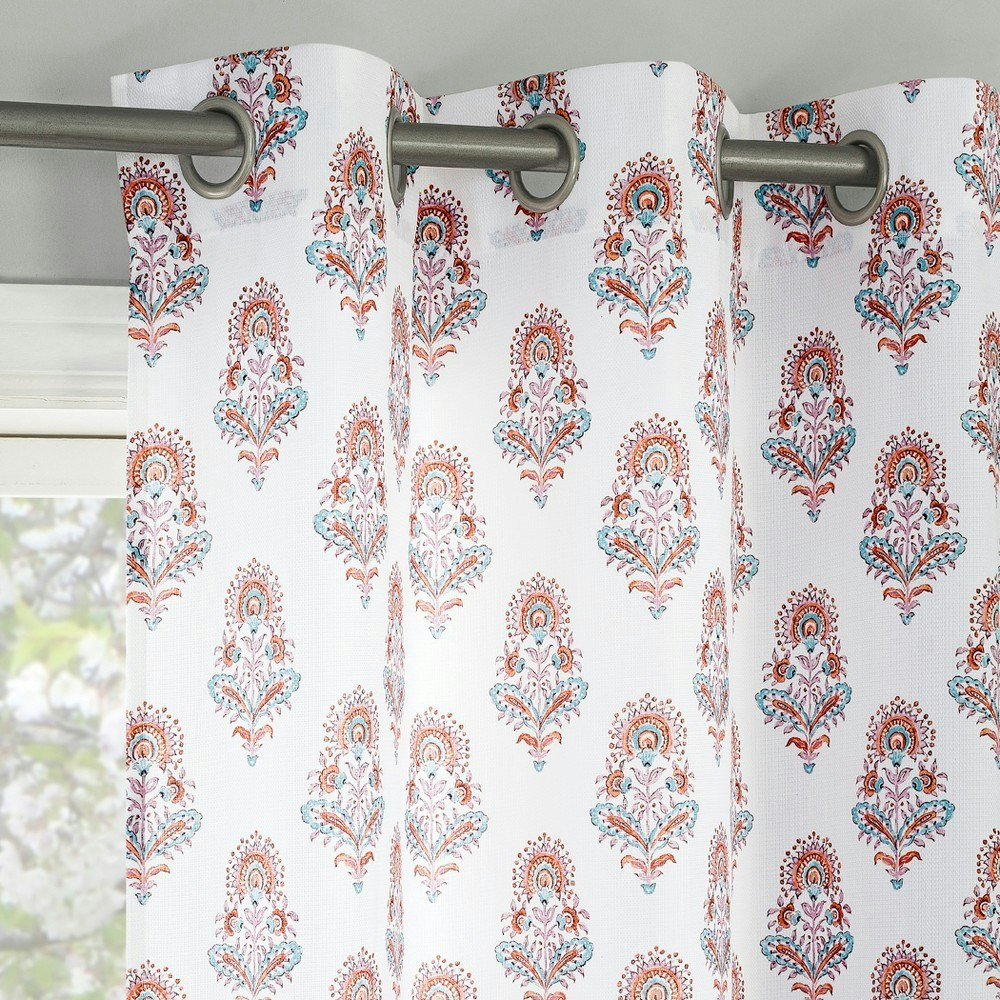 No. 918 40"x84" Light Filtering Semi-Sheer Medallion Grommet Curtain Panel: $10.59