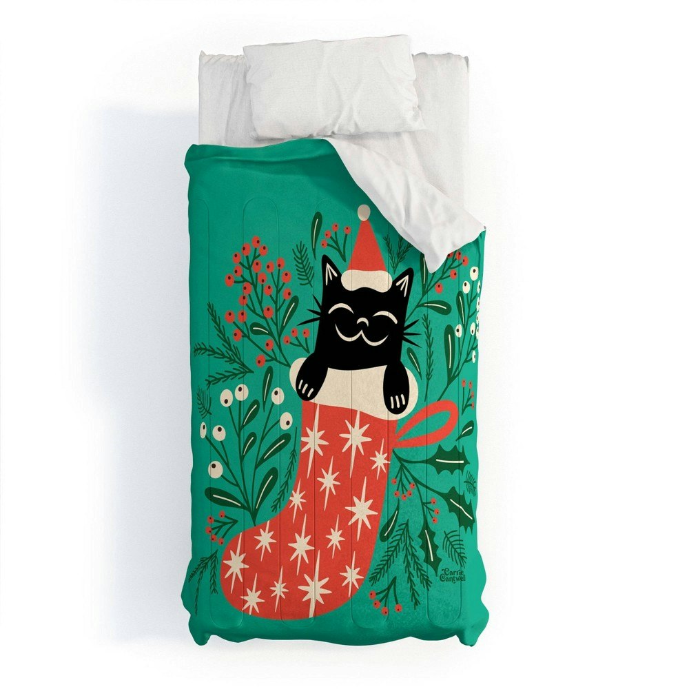 Deny Designs Twin/Twin XL Festive Feline Comforter and Pillow Sham Set: $199.99 Deny Designs Twin/Twin XL Festive Feline Comforter and Pillow Sham Set: $199.99