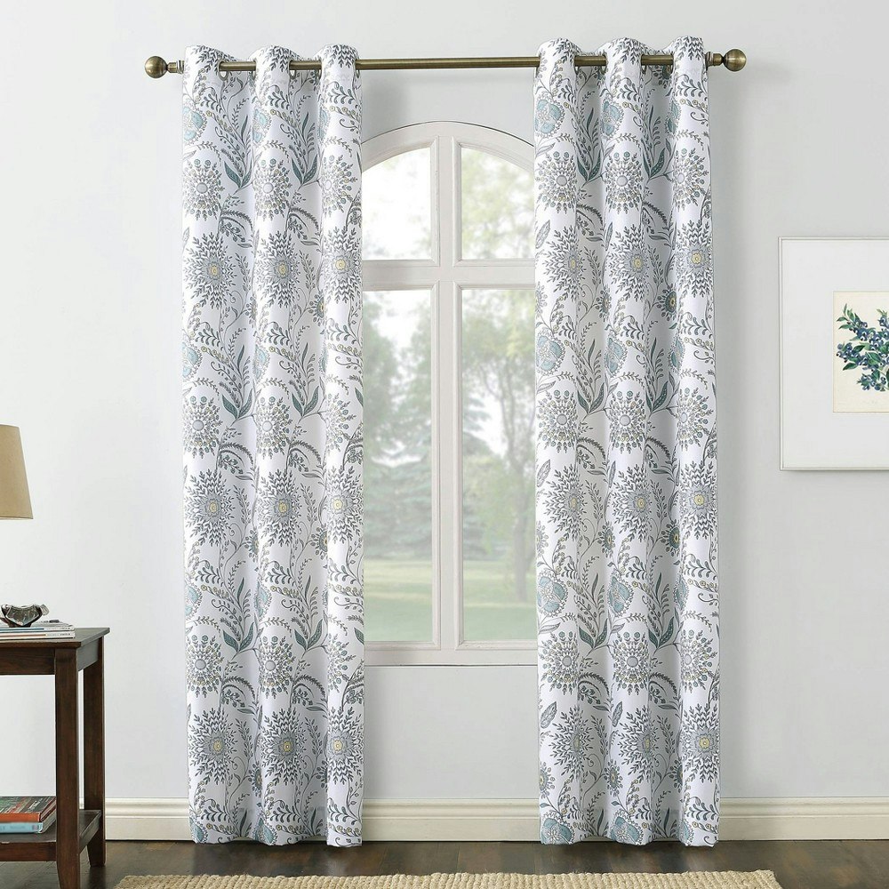 No. 918 Yuto 63" x 40" Medallion Floral Grommet Top Curtain Panel: $10.99