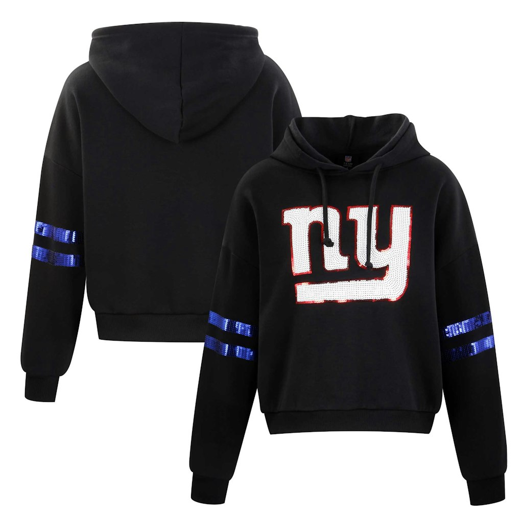 Women's New York Giants Sequined Cropped Pullover Hoodie: $109.99 Women's New York Giants Sequined Cropped Pullover Hoodie: $109.99