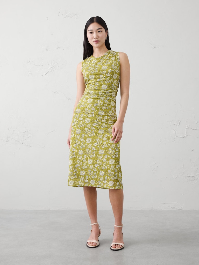 Shirred-Waist Midi Dress: $65 Shirred-Waist Midi Dress: $65