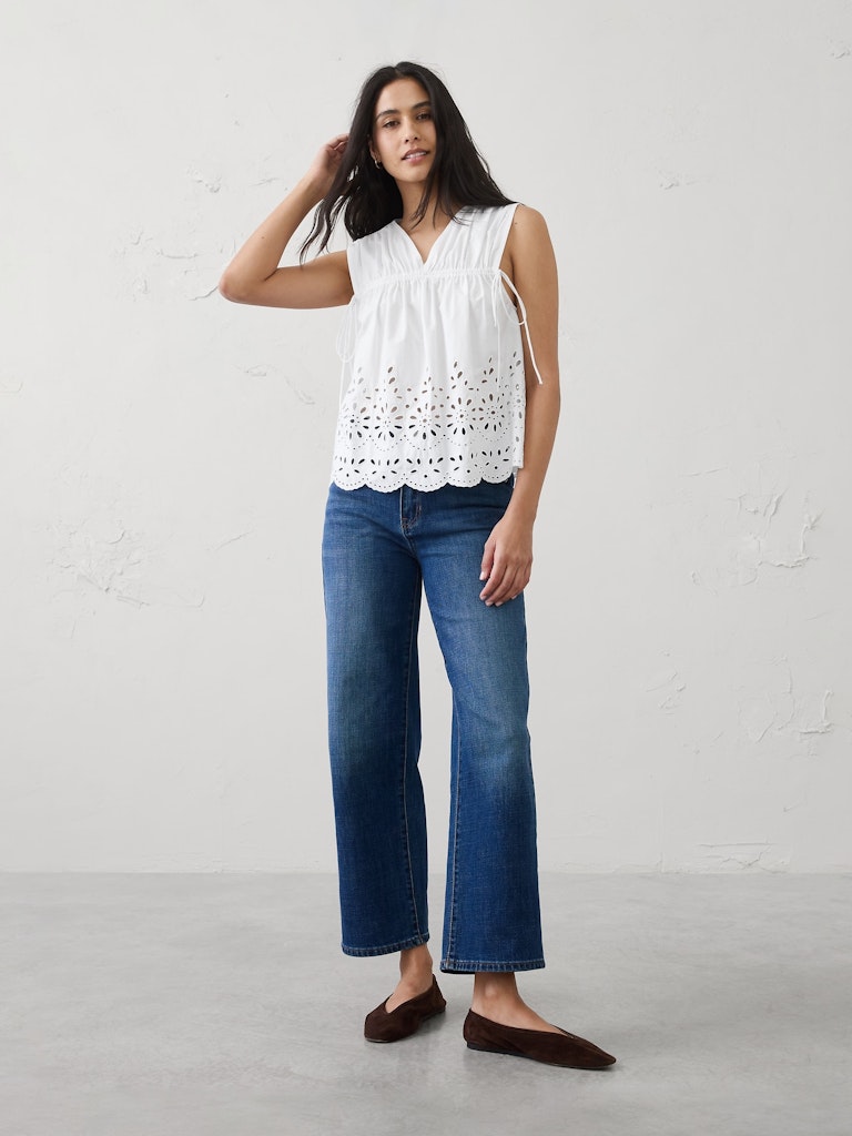 Poplin Cinched-Ties Eyelet Top: $79.97 Poplin Cinched-Ties Eyelet Top: $79.97