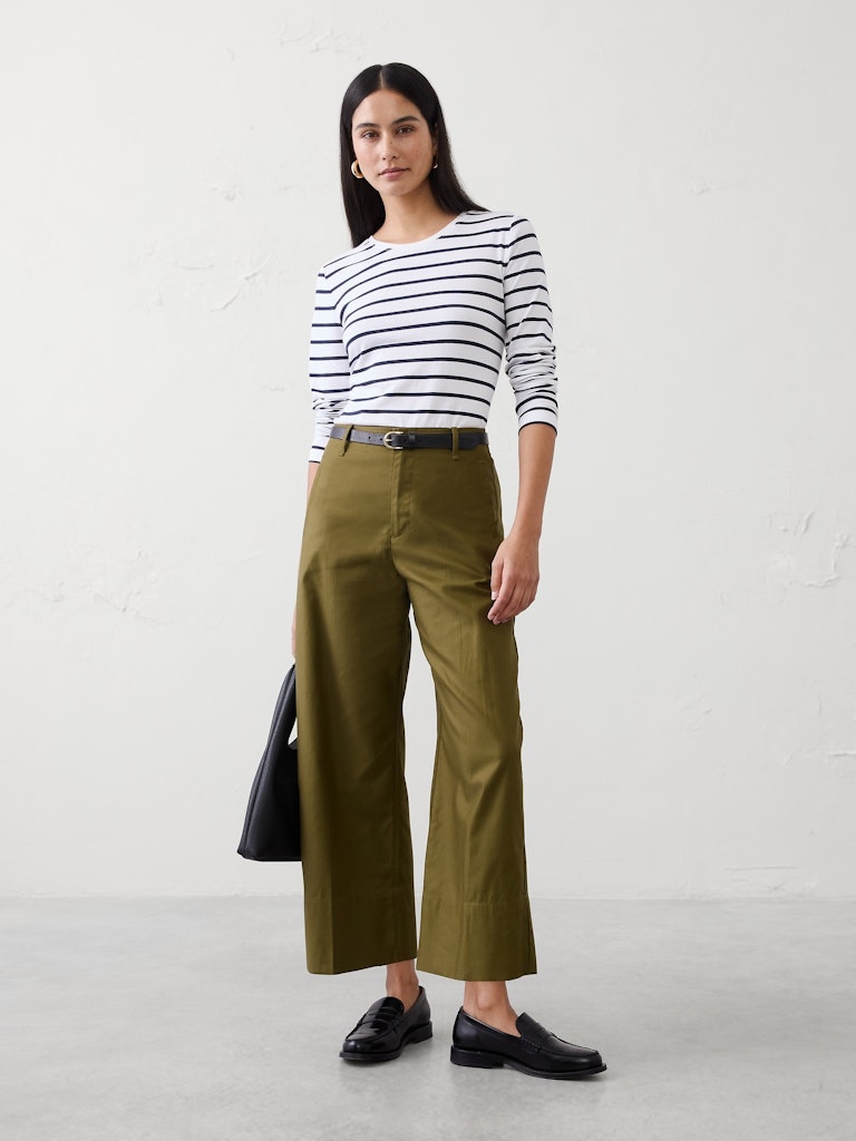 Wide-Leg High-Rise Cropped Pants: $50