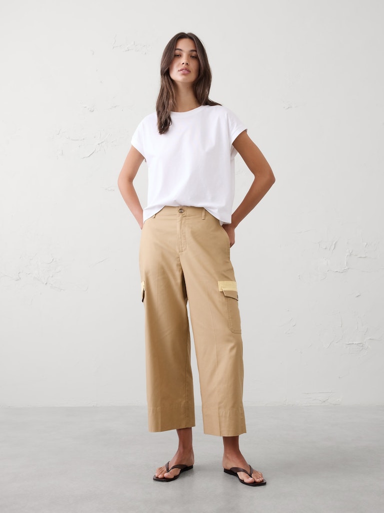 Wide-Leg High-Rise Twill Cropped Pants: $84.97 Wide-Leg High-Rise Twill Cropped Pants: $84.97