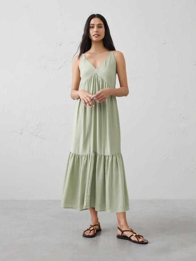 Empire-Tiered Midi Dress: $80 Empire-Tiered Midi Dress: $80
